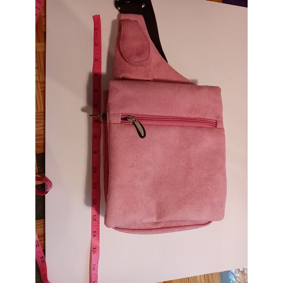TRAVELON Pink Faux Suede Anti-Theft Crossbody Bag Purse & Wallet Many Pockets - Picture 7 of 12